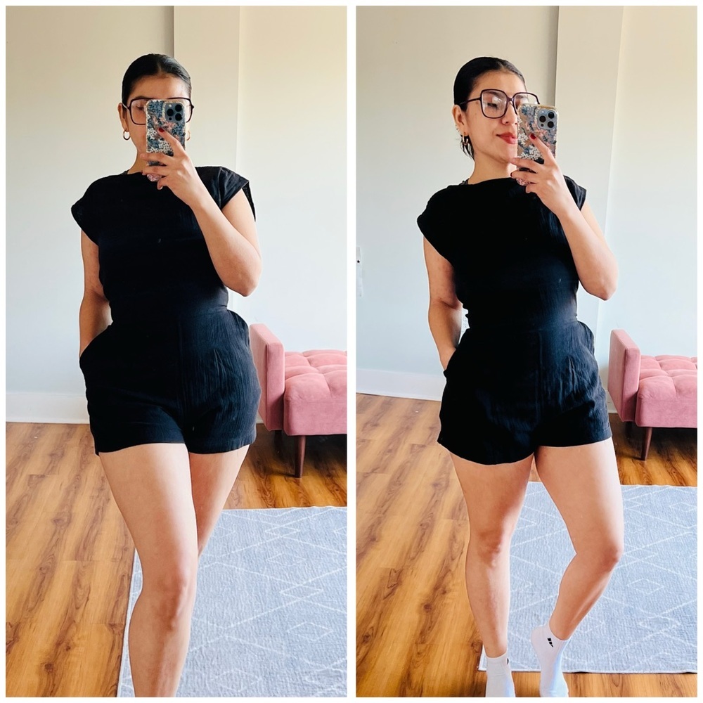 Ozma Tie Cotton Black Romper Size Small​